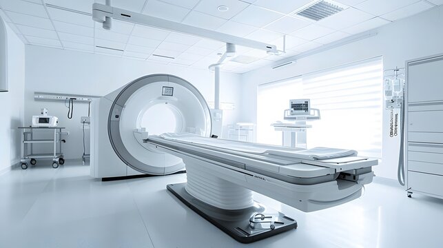 MRI scan in bright clean white medical room