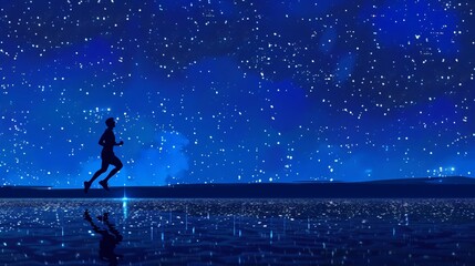 Finish line under starlight night marathons unique challenge runners silhouette against glowing timer