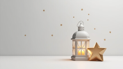 lantern and star on a white background