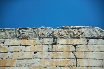 The remains of an old wall with patterns from Ancient Rome. Ankara