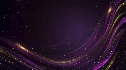 Abstract elegant dark purple background with golden lighting effect sparkle. Luxury template design. Generative Ai