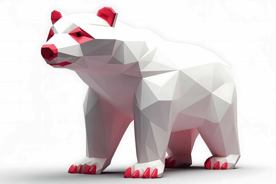 a white and red polar bear sitting on top of a white floor
