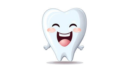 Happy Smiling Tooth Character Isolated on White for Children's Dental Education
