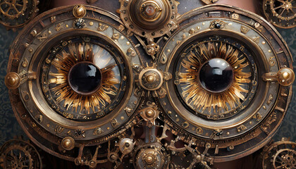 gros plan sur des yeux inspirés du mouvement artistique, le steampunk - 745214921