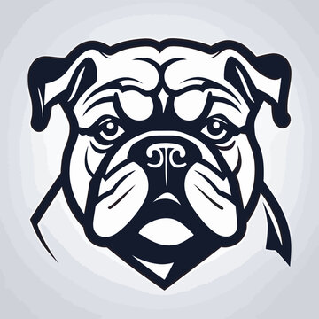 Logo of happy bulldog head minimal graphic by sagi haviv photo detail shadingbulldog concept. Vector illustration.