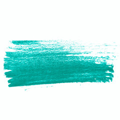 Smear and texture of acrylic paint isolated on white background. Cream texture. Bright green color paint product brush stroke swipe sample