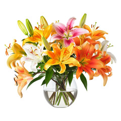 Bouquet of lilies of the valley on transparent background