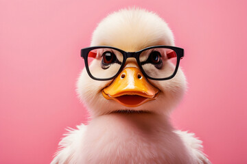 duck red glasses pink background