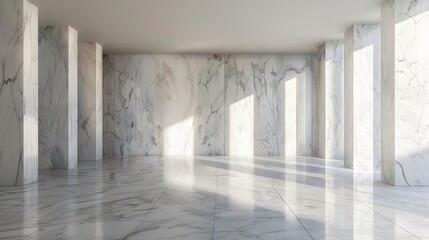 Fototapeta premium A Spacious White Marble Room