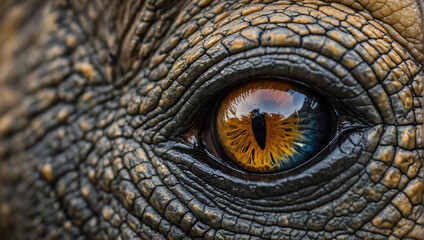 Głębokie Spojrzenie - Oko Słonia w Szczególe - obrazy, fototapety, plakaty