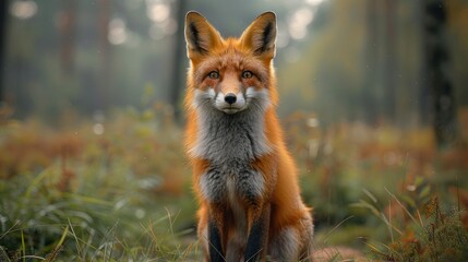 Fototapeta premium Red fox after hunting wildlife view
