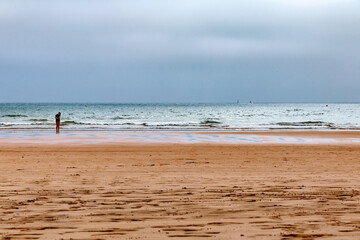 Fototapeta na wymiar View of the city beach of Agadir on the coast of the Atlantic Ocean. Morocco.