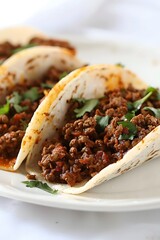  Delicious Beef Tacos on White Plate