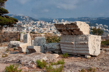 View of the Roman ruins of the historic city of Byblos. Lebanon.