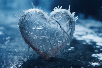 Frozen heart in ice background - Powered by Adobe