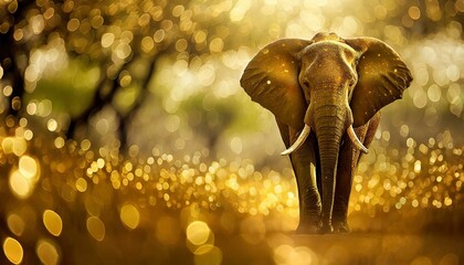 elephant at sunset in golden ligths