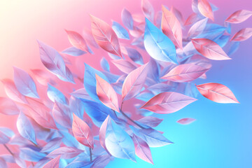mmerse in the surreal beauty of pastel leaves against a dreamy gradient