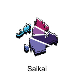 Map Japan Country With City of Saikai, Logo Design Outline template for your company
