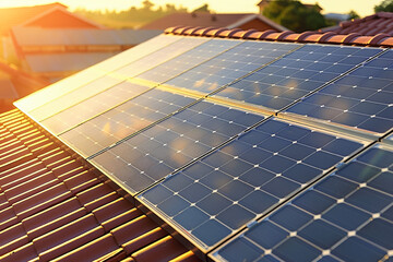 Solar panels, renewable energy source, electricity generation, sustainable technology.