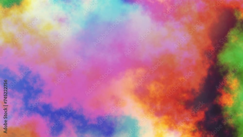 Fototapete Seamless abstract psychedelic wavy background for loop playback. 4k video. Cloudy nebula background. Natural retro colors.