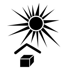 Shipping sign protect from solar radiation packaging symbol. Keep away from sunlight. Isolated on white vector icon illustration