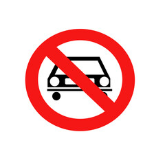 No car sign. Parking prohibited symbol. Restriction icon. Flat design. Vector Illustration. no cars zone