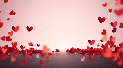 Fototapeta na wymiar Red hearts bokeh, lights valentine background