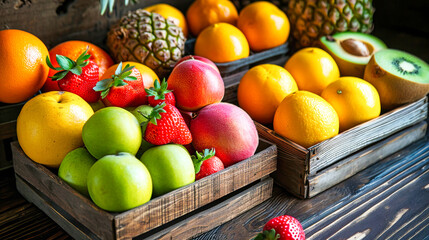 Assorted Fruit Boxes at the Market