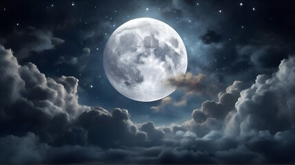 Fototapeta na wymiar moon and clouds in night 
