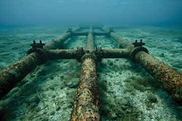 Naklejka premium Undersea gas pipeline a hidden lifeline beneath the waves connecting continents and fueling economies unseen yet vital