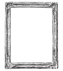 Sketch of decorative carved wooden frame in retro style, vector hand drawing isolated on white - 745224581