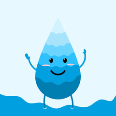 illustration for international water day, cute water drop character, can be used for posters, flyers