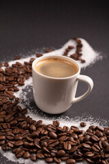 espresso, bean, background, sugar, grain, beverage, caffeine, coffee bean, brown, seed, aroma, hot, cup, cafe, drink, roast