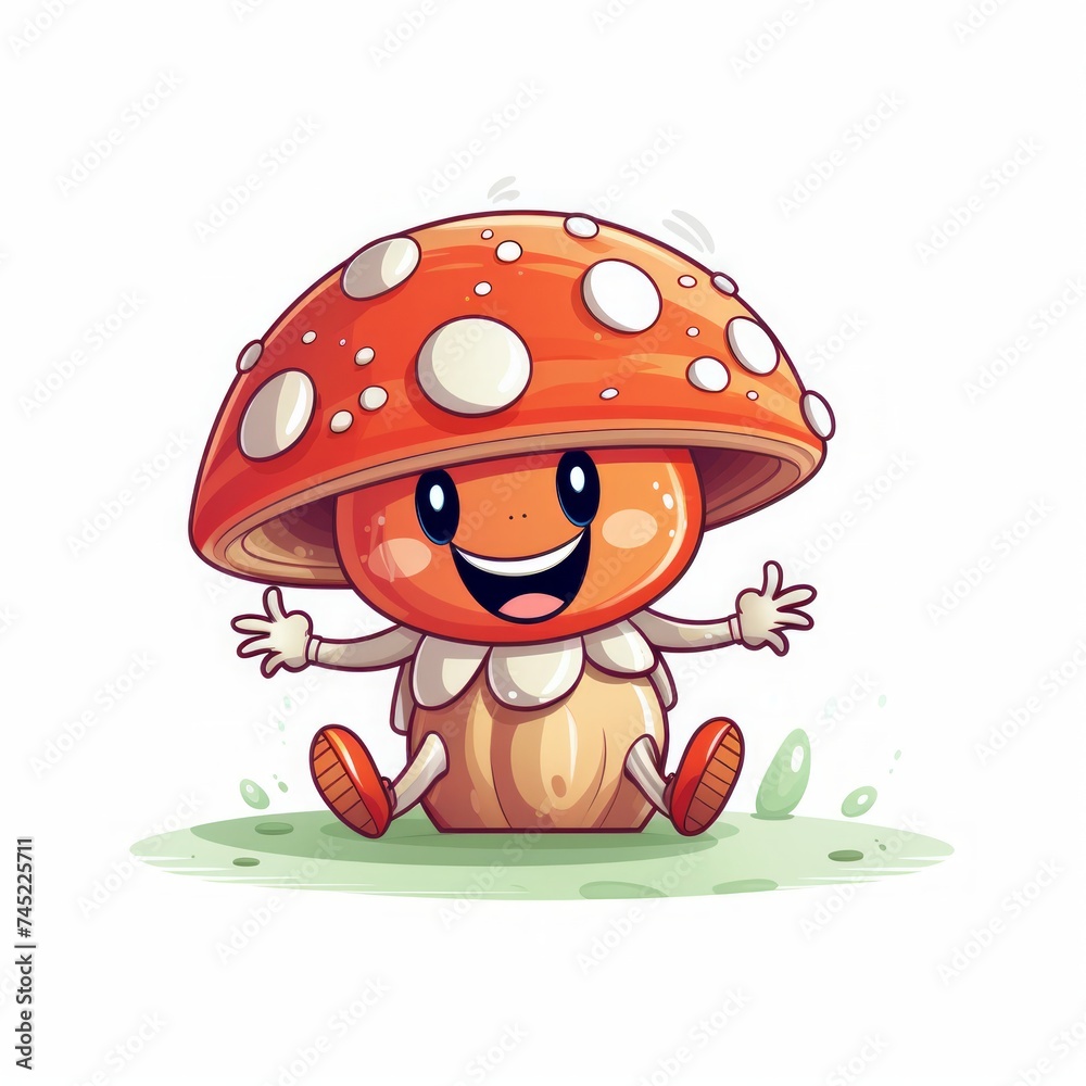 Aufkleber Generative AI A playful sprite balancing on a mushroom and laughing joyfully in the air.