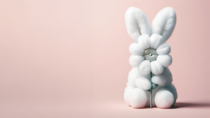 Obraz premium Cute Easter bunny on pastel color background. Happy Easter concept.