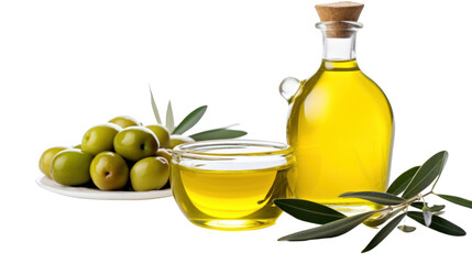 yellow olive oil, for making healthy food isolated on transparent and white background.PNG image