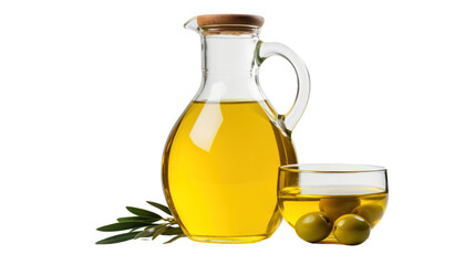 yellow olive oil, for making healthy food isolated on transparent and white background.PNG image