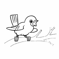Bird Coloring Pages for Kids. Bird Coloring Page. Bird Coloring Pages. sketch drawing with doodle. Line Art. silhouette of birds sit on branch with flowers