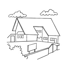 Landscape Panorama, Cartoon, drawing book and coloring image