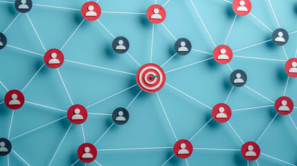 This vibrant illustration depicts the interconnectedness of customers and their journey towards a common objective, emphasizing the importance of CRM