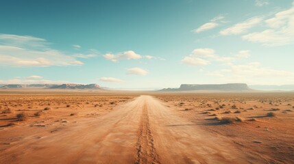Fototapeta na wymiar Generative AI Aerial Shot of Desert Road