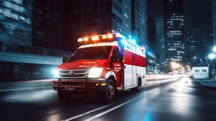 Ambulance car driving on road emergency case 