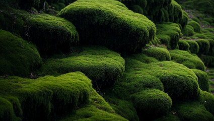 mossy stones in woods