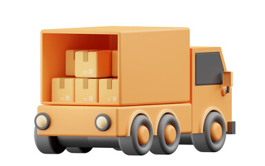 cargo car carrying cardboard boxes