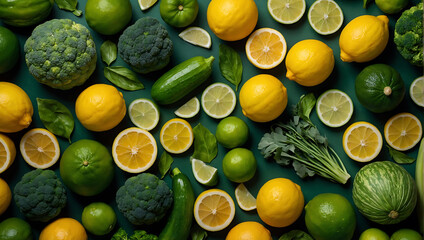 Bogactwo świeżych cytrusów i zielonych warzyw na zdrową dietę