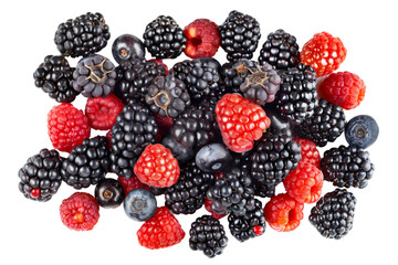 Fresh Mix groups of Berries isolated on background, delicious fruit with high vitamin and minerals,...