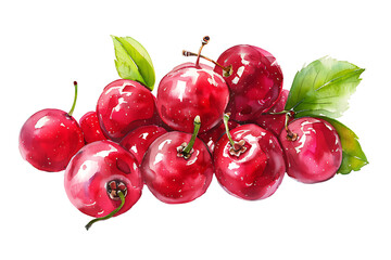 Obraz premium watercolor painting realistic redberry on white background. Clipping path included.