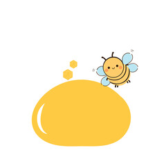 Honey drop and bee cartoon icon sign isolated on white background vector illustration.