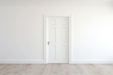 Empty Room With White Door and Hardwood Floor