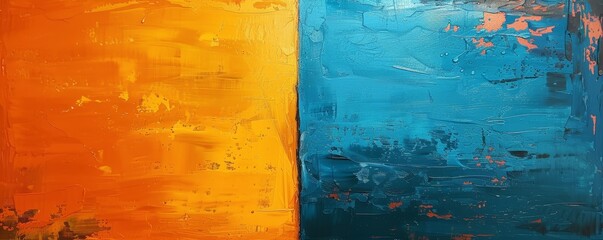 Vivid Orange and Blue Textured Painting